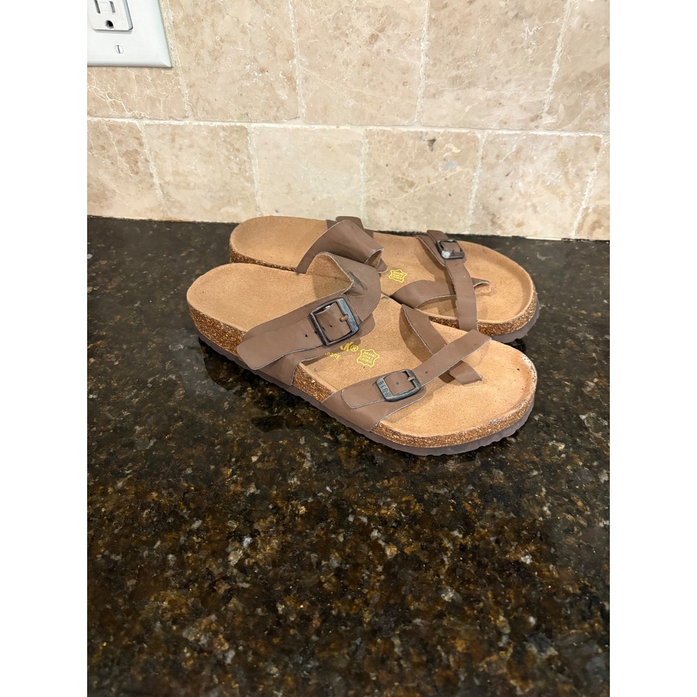 Birkenstock Mayari Mocha Brown Birko-Flor Sandals Womens 38 L7 M5 Toe Loop